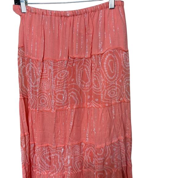 Pierre Cardin Pink Coral Shimmer Skirt Flowy - Picture 7 of 7